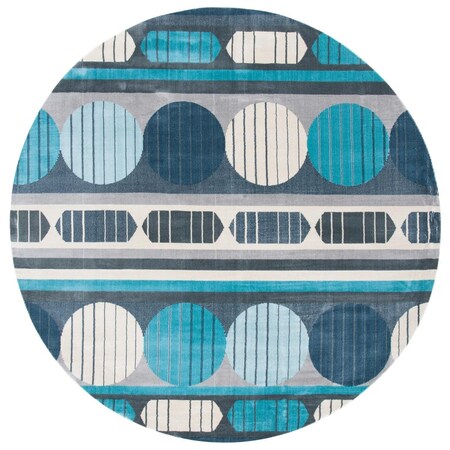 Safavieh 6 ft.-7 in. x 6 ft.-7 in. Orwell Contemporary Round Rug; Grey & Aqua ORW367F-7R